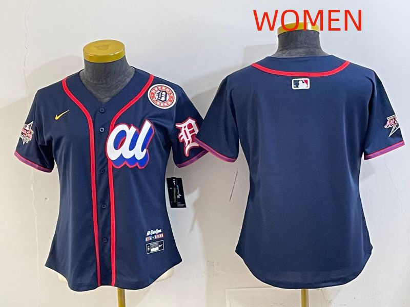 Women 2025 Detroit Tigers Blank Drak Blue All star Nike MLB Jersey style 03->women mlb jersey->Women Jersey